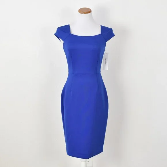 Calvin Klein Scuba Short Sleeve Sheath Dress NEW - 4 - Picture 1 of 9